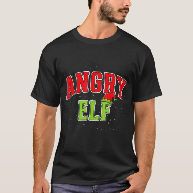 Angry Elf Christmas Family Matching Group Xmas  T-Shirt (Front)