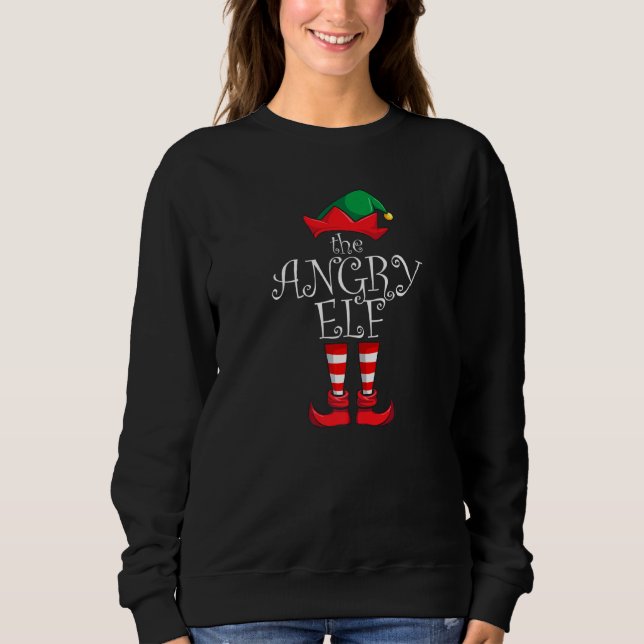 Angry Elf Matching Family Christmas Party Pajama A Sweatshirt (Front)