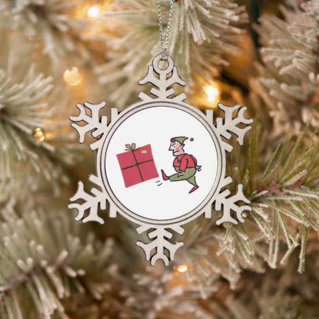 Angry Elf pewter snowflake ornament (Tree)