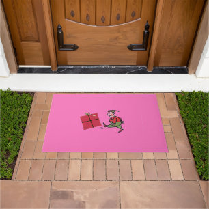 Angry Elf pink doormat