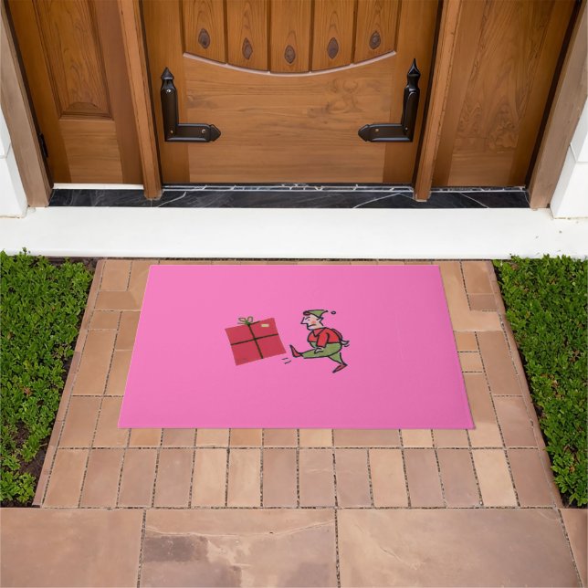 Angry Elf pink doormat (Outdoor)