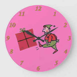 Angry Elf pink wall clock