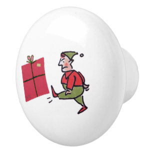 Angry Elf white ceramic knob