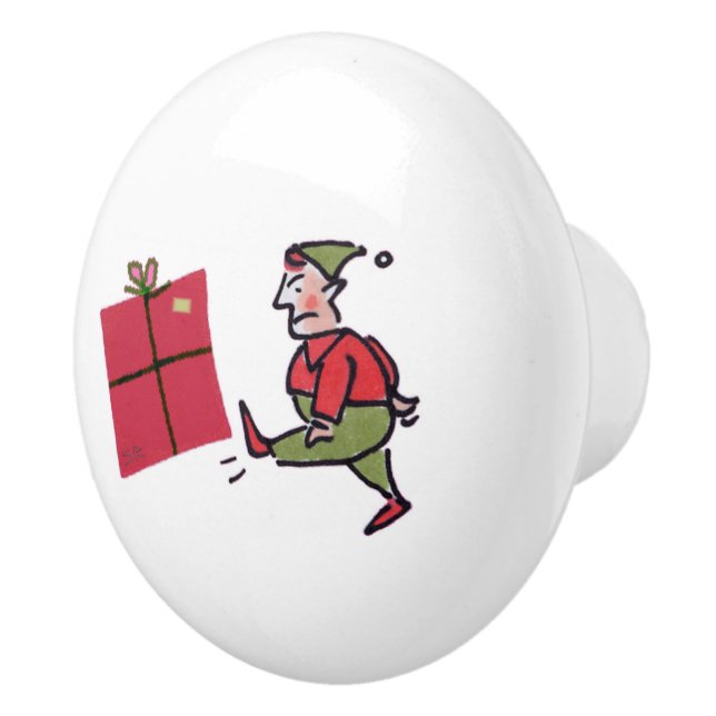 Angry Elf white ceramic knob (Right)