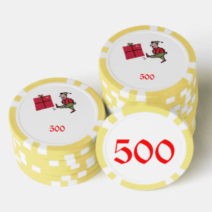 Angry Elf yellow 500 striped poker chip