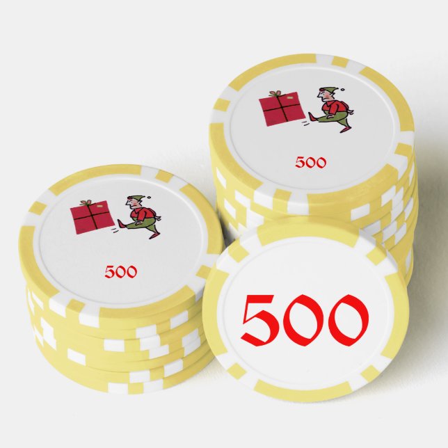 Angry Elf yellow 500 striped poker chip (Stack)