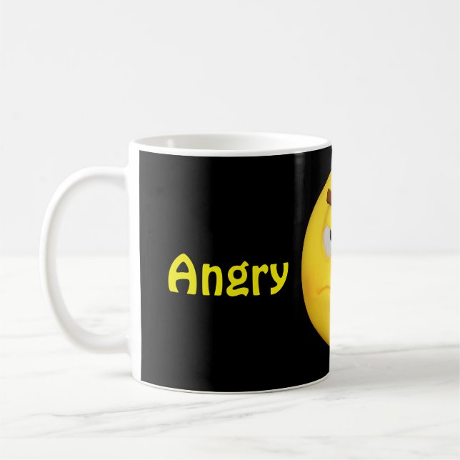 Angry Emoji Emoticon Cartoon Face Coffee Mug (Left)