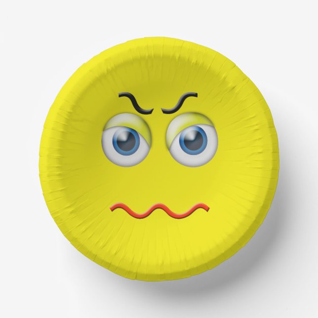 Angry Emoji Paper Plate (Front)