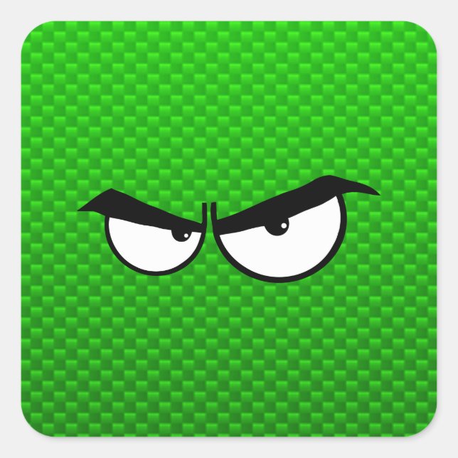 Angry Eyes; Green Square Sticker (Front)