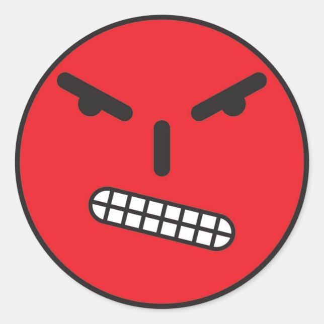 Angry Face Classic Round Sticker (Front)