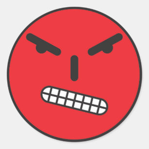 Angry Face Classic Round Sticker