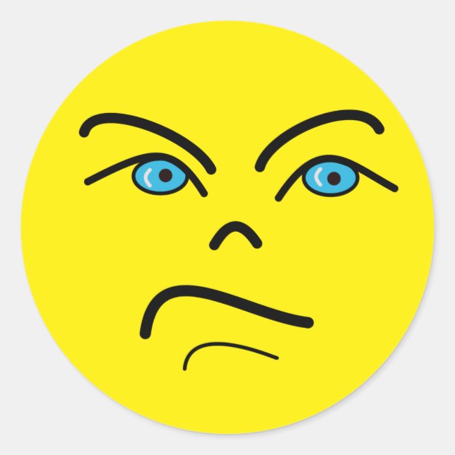 Angry Face Classic Round Sticker (Front)