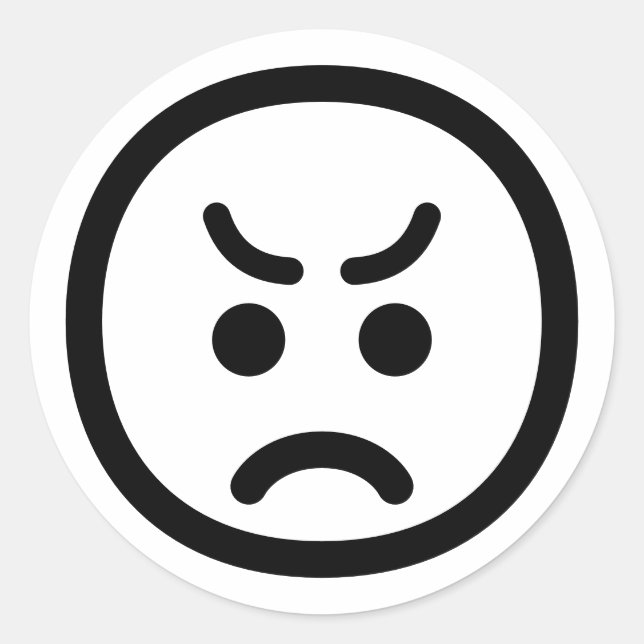 Angry Face Customisable Colour Minimalist Emoji Classic Round Sticker (Front)
