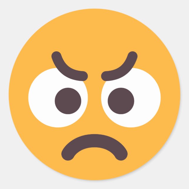 Angry Face Cute Fun Editable Colours Emoji Classic Round Sticker (Front)