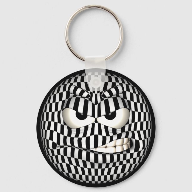 Angry Face Emoticon Key Ring (Front)