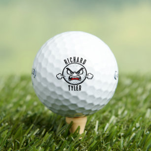 Angry Face Golf Ball - Custom Name Funny Gift