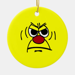 Angry Face Grumpey Ceramic Tree Decoration