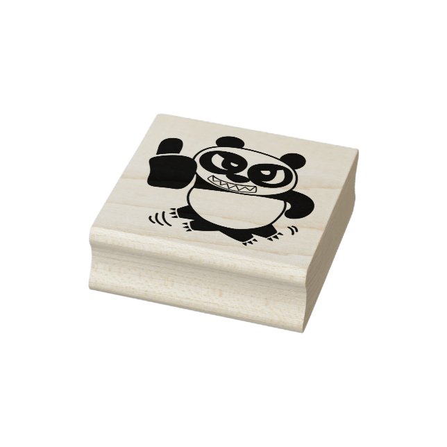 Angry Face Panda Gives LIKE Rubber Stamp (Stamp)