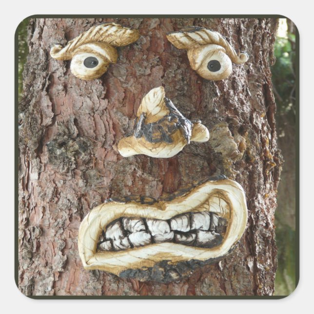 Angry Face Tree Square Sticker (Front)