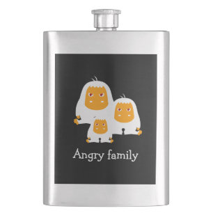 Angry family Monkeys design Hip Flask