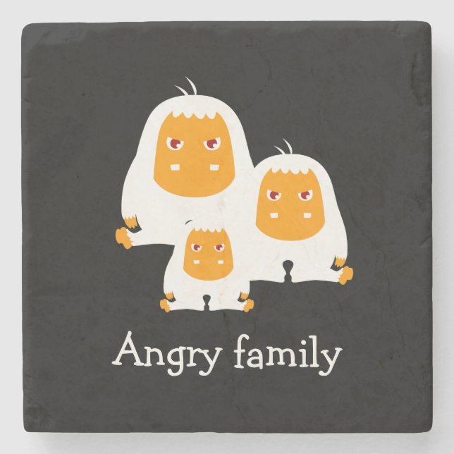 Angry family Monkeys design T-Shirt Bath Mat Stone Coaster (Front)