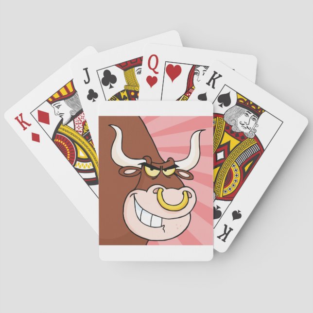 Angry Fierce Bull Mascot with Nose Ring  Playing Cards (Back)