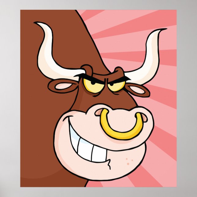 Angry Fierce Bull Mascot with Nose Ring  Poster (Front)