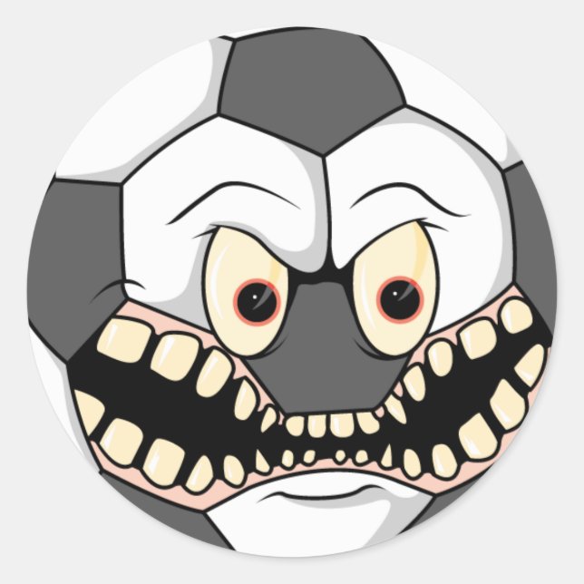angry fierce soccer ball classic round sticker (Front)
