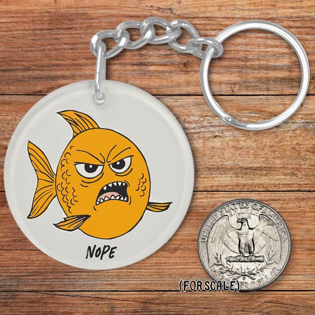 Angry Fish Drawing Sarcastic Phrase Bag Charm Key Ring (Creator Uploaded)