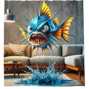 Angry Fish Shower Curtain