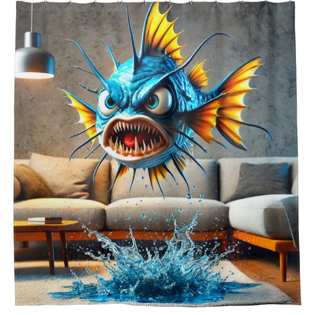 Angry Fish Shower Curtain (Front)