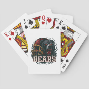 Angry Football Bear Mascot Red Helmet Game Day  Playing Cards