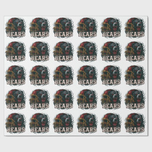 Angry Football Bear Mascot Red Helmet Game Day  Wrapping Paper