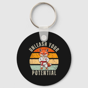 Angry Fox Japanese Self Defence Karate Retro Key Ring