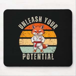 Angry Fox Japanese Self Defence Karate Retro Mouse Pad