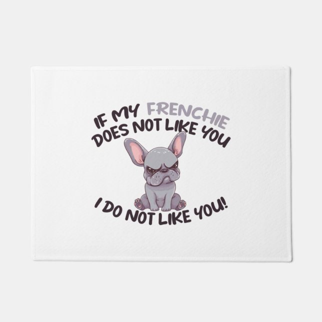Angry Frenchie (Grey) - Unique Design   Doormat (Front)