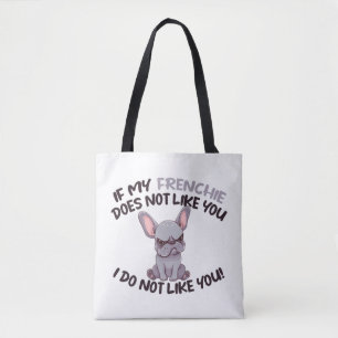 Angry Frenchie (Grey) - Unique Design Tote Bag