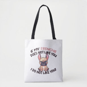 Angry Frenchie (Tan) - Unique Design Tote Bag
