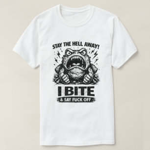 Angry Frog Stay Away I Bite Funny design  T-Shirt