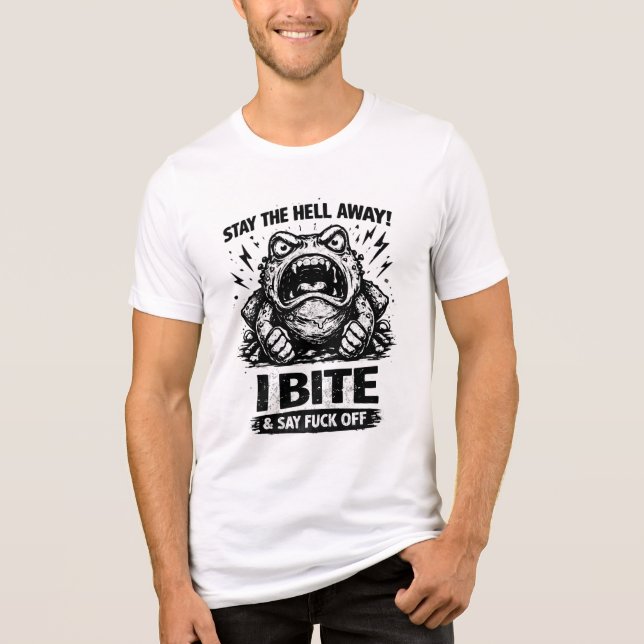 Angry Frog Stay Away I Bite Funny design  Tri-Blend Shirt (Front)