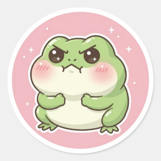 Angry Frog Sticker Funny Mad Frog Meme Cute Aggres (Front)