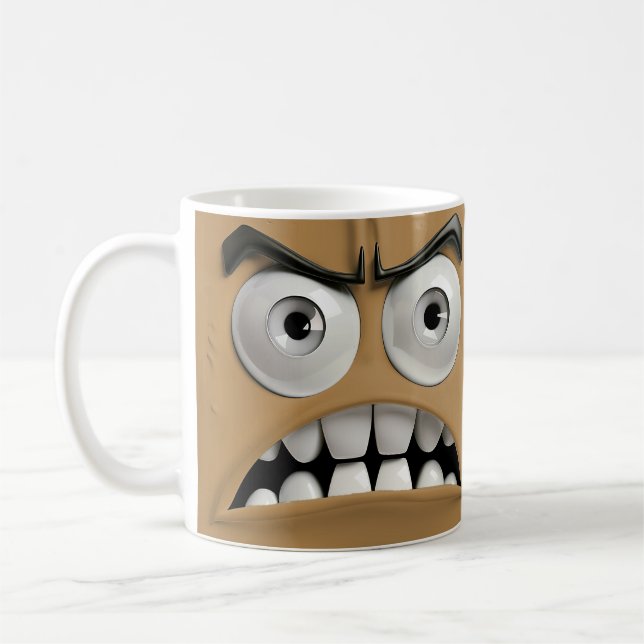 Angry Funny Face  Coffee Mug (Left)