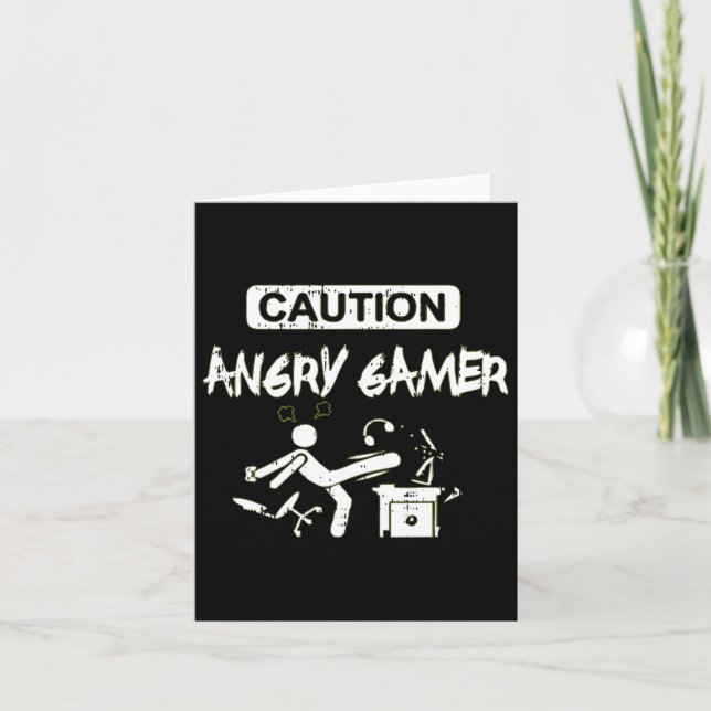 Angry Gamer Computer Funny Video Game Gift  Card (Front)