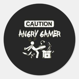 Angry Gamer Computer Funny Video Game Gift Classic Round Sticker