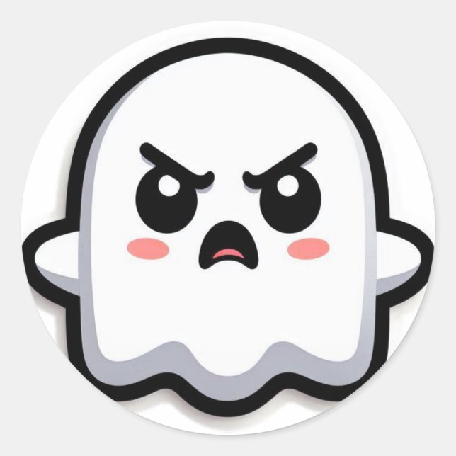 Angry Ghost Classic Round Sticker (Front)