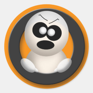 Angry Ghost - Orange Halloween Stickers