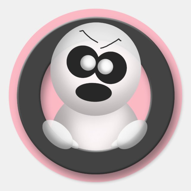 Angry Ghost - Pink Halloween Stickers (Front)