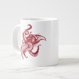 Angry Giant Squid in Red Large Coffee Mug