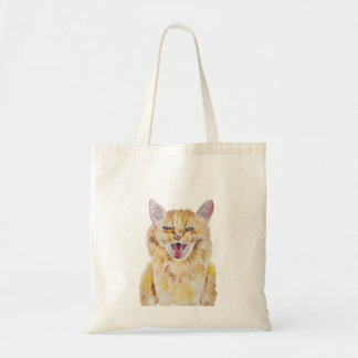 Angry ginger cat watercolour painting tote bag