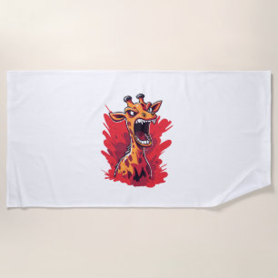 Angry Giraffe Graphic Funny Giraffe Kawaii Beach Towel